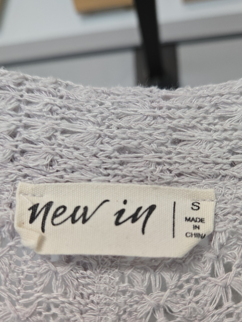 New In Light Gray Open-Knit V-Neck Short Sleeve Top - Picture 10 of 11